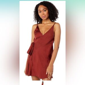 Free People “Love me or Leave me”  Burgundy Wrap Mini Dress